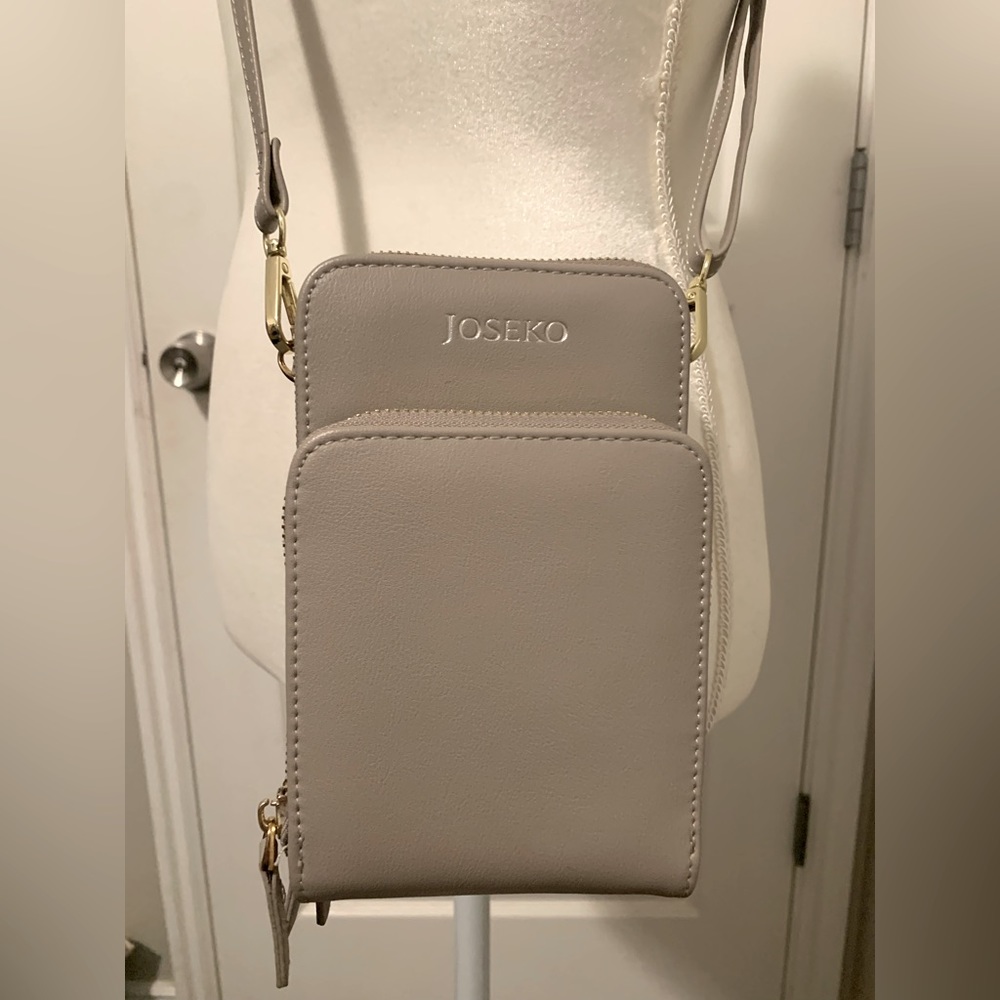 Perfect Condition Joseko Crossbody Bag Purse Tan Zip Pockets Adjustable Strap